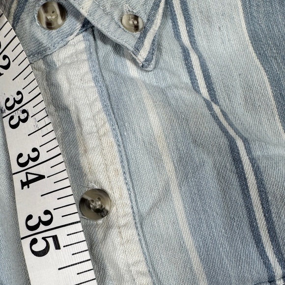 Vintage Campus 90s Striped 100% Cotton Blue White Striped Button Down Shirt XL - Picture 7 of 14